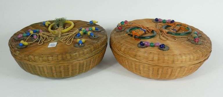 2 CHINESE SEWING BASKETS
