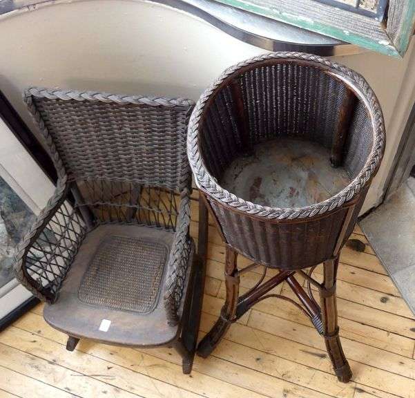 CHILD'S ROCKER AND PLANT STAND