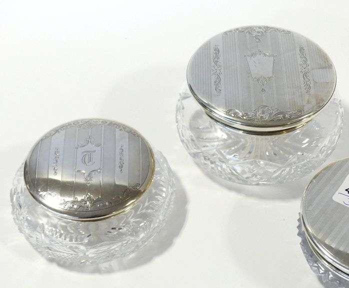 THREE STERLING LIDDED DRESSER JARS