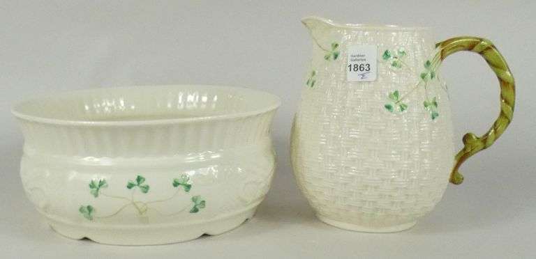 BELLEEK PITCHER & BOWL