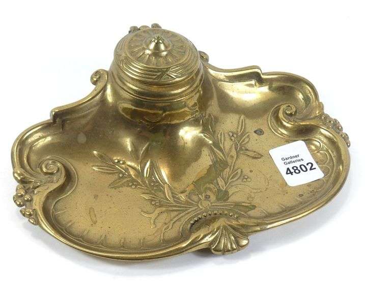 ANTIQUE BRASS INKWELL
