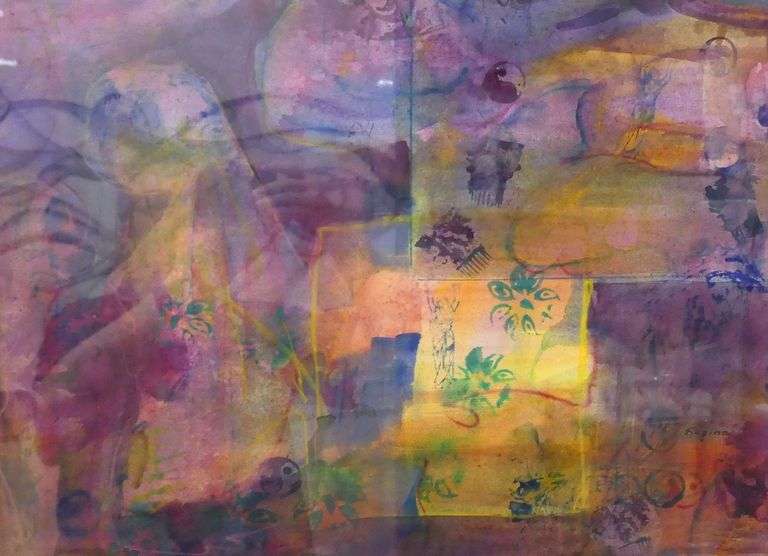 FRAMED "ABSTRACT" WATERCOLOUR BY REGINA GUDELIS