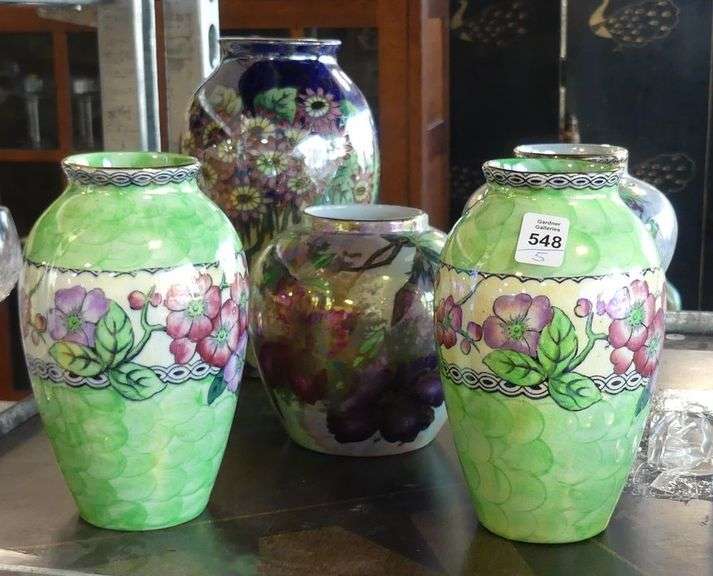 FIVE MALING ART POTTERY VASES