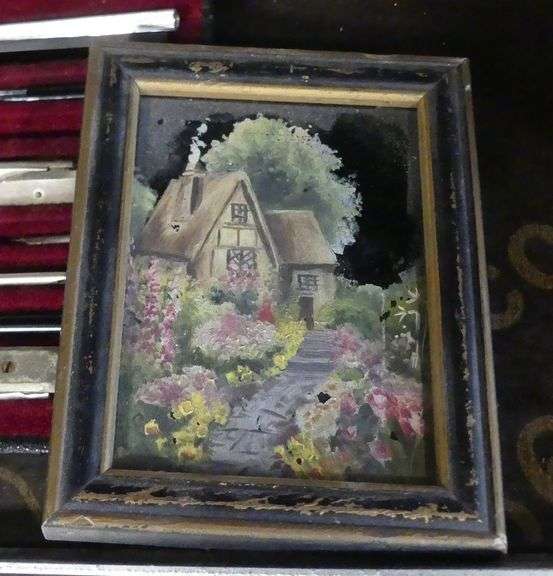 MATHEMATICS SET, PAINTING AND BOOKENDS