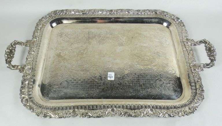 2 LARGE SHEFFIELD SERVICE TRAYS
