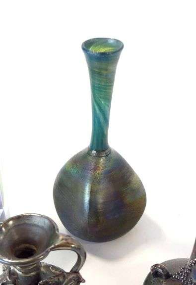 FOUR ART GLASS CABINET VASES