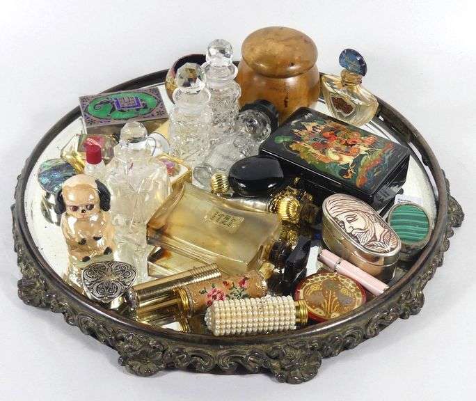 TRAY OF SCENT BOTTLES, ETC.