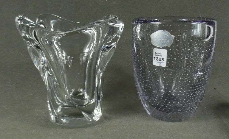 3 ART CRYSTAL VASES