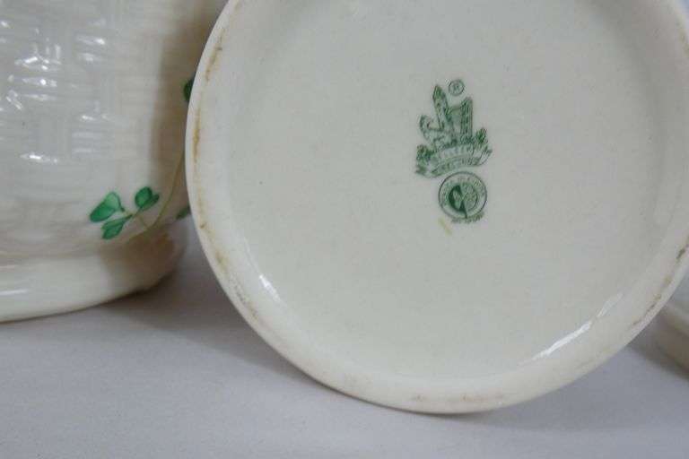 4 BELLEEK COVERED JARS