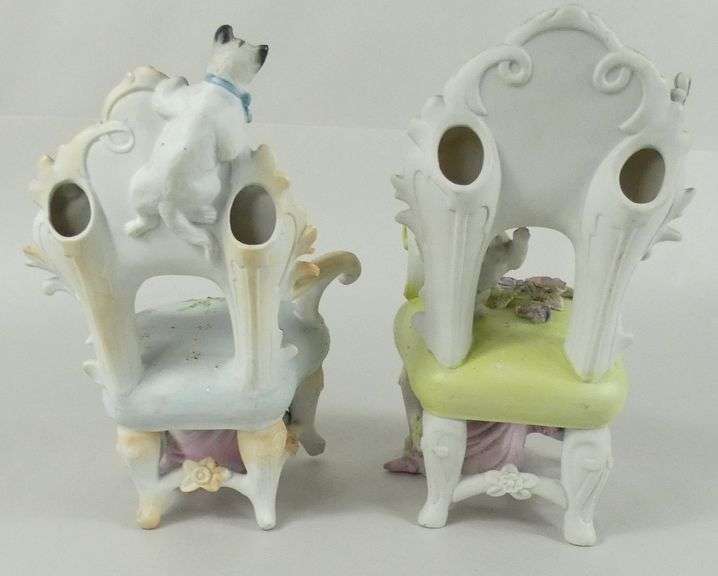 PAIR BISQUE PORCELAIN ORNAMENTS