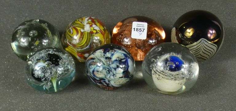 7 GLASS PAPERWEIGHTS