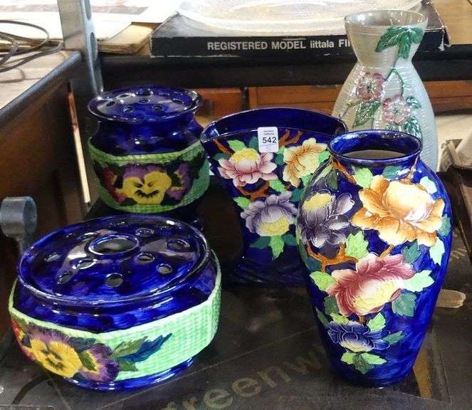 FIVE PIECES OF ENGLISH ART POTTERY