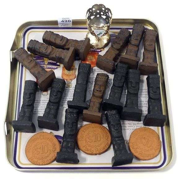 CAST IRON "MONOLITH" CABINET FIGURES, ETC.