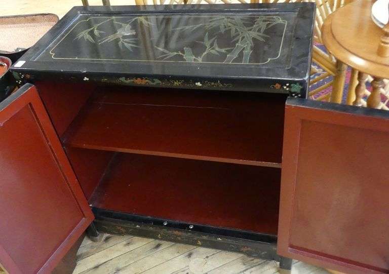 ASIAN LACQUER LAMP COMMODE