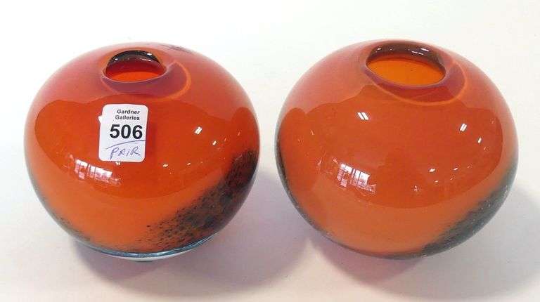PAIR OF NORWEGIAN ART GLASS VASES