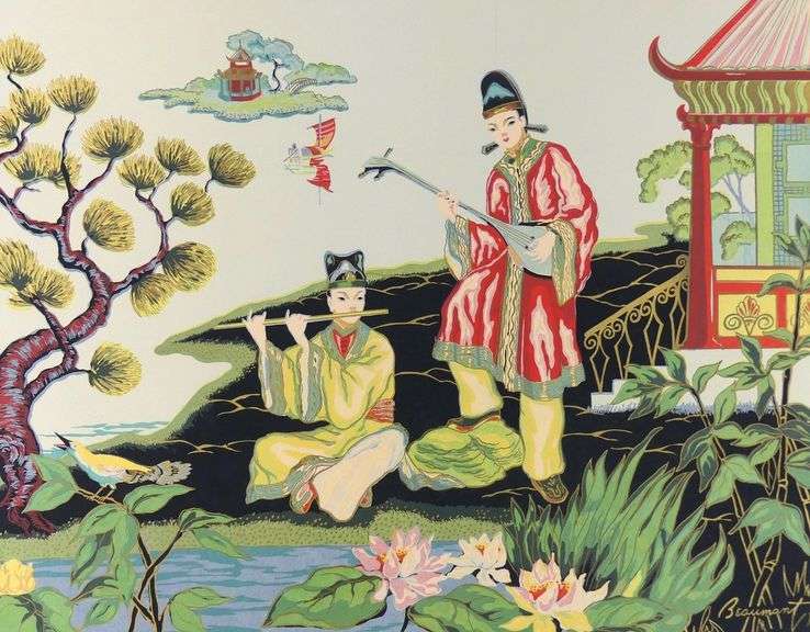 PAIR ASIAN SILKSCREEN PRINTS