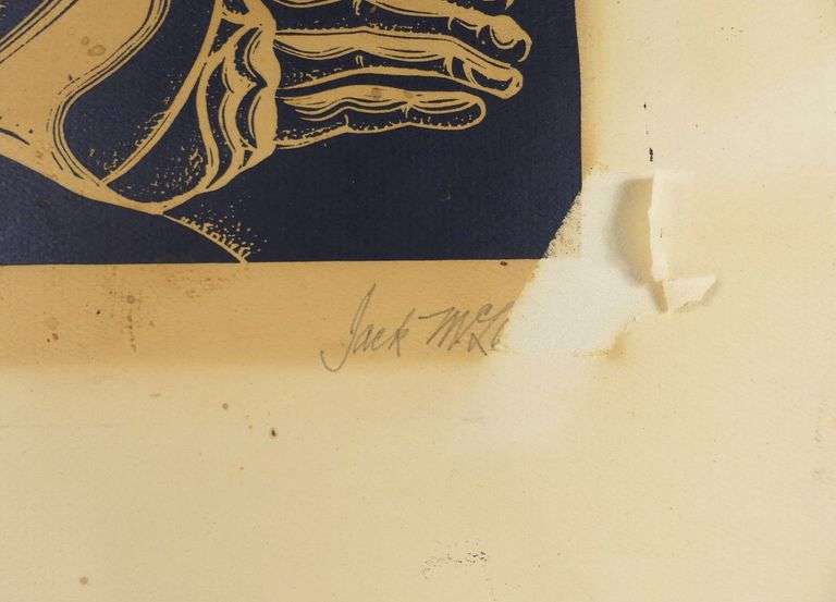 RARE JACK MCLAREN WOODCUT