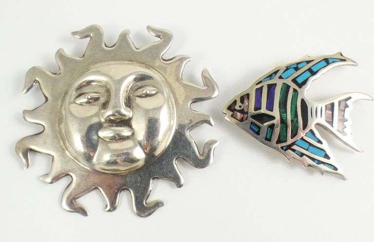 2 VINTAGE MEXICAN BROOCHES