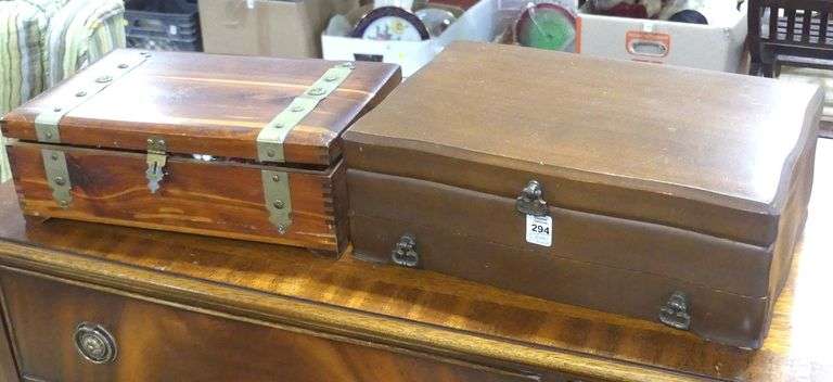 TWO JEWELLERY BOXES WITH CONTENTS