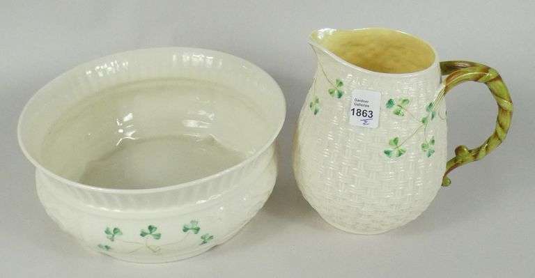 BELLEEK PITCHER & BOWL