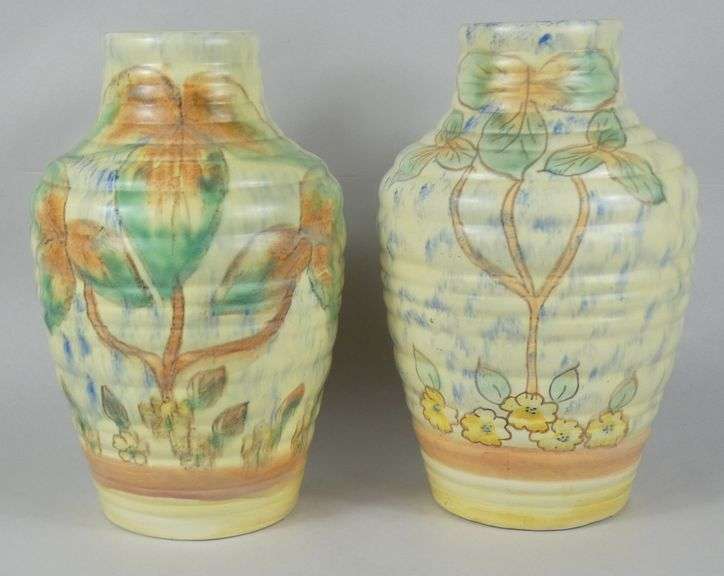 PAIR LARGE ENGLISH POTTERY VASES