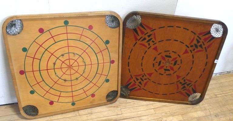 TWO VINTAGE WOODEN GAME BOARDS