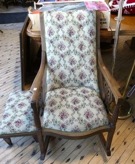 ANTIQUE ROCKER AND FOOTSTOOL