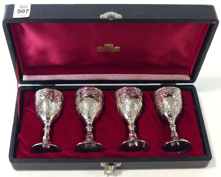 SET OF SILVER PLATE ANTIMONY GOBLETS
