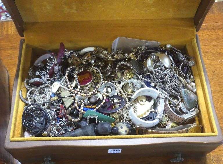 TWO JEWELLERY BOXES WITH CONTENTS