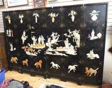 SIX-PANEL ASIAN LACQUER FLOOR SCREEN