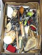 BOX LOT OF METAL WARE, ETC.