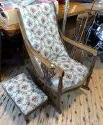 ANTIQUE ROCKER AND FOOTSTOOL