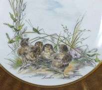 PAIR HAND-PAINTED BONE CHINA PLATES