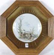 PAIR HAND-PAINTED BONE CHINA PLATES