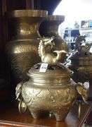 CHINESE BRASS VASE AND KORO