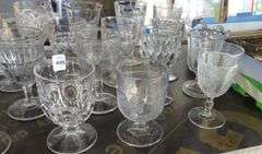 PATTERN GLASS GOBLETS AND CELERY CRUETS