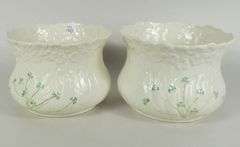PAIR BELLEEK JARDINIERES