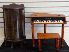 TABLE-TOP CABINET AND CHILD'S PIANO TOY