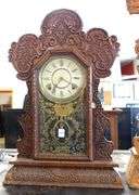 TWO GINGERBREAD SHELF CLOCKS
