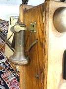 ANTIQUE OAK WALL TELEPHONE
