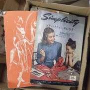 BOX LOT OF SEWING ITEMS AND QUILT