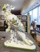 ITALIAN POTTERY COCKATOOS AND WOODEN EAGLE