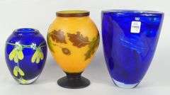3 ART GLASS VASES
