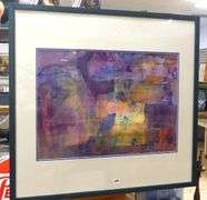 FRAMED "ABSTRACT" WATERCOLOUR BY REGINA GUDELIS