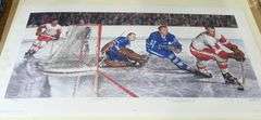 THREE AUTOGRAPHED HOCKEY PRINTS