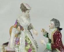 ANTIQUE DRESDEN FIGURE GROUP