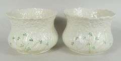 PAIR BELLEEK JARDINIERES