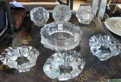 SCANDINAVIAN GLASS CANDLEHOLDERS AND ASHTRAY