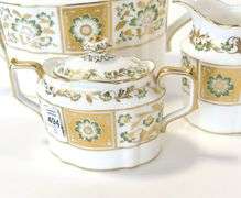 ROYAL CROWN DERBY "GREEN DERBY PANEL" TEA SET