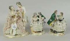 3 LACEY DRESDEN FIGURINES